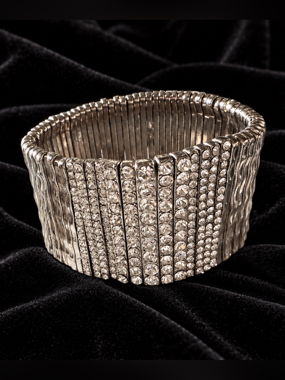 Silver and Rhinestones Stretch Bracelet